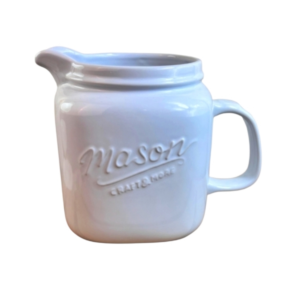 Mason Craft & More Pitcher Ceramic White Gloss Farmhouse Decor